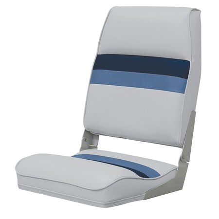 Wise Wise 8WD434LS-1011 Deluxe High Back Boat Seat - Grey/Navy/Blue 8WD434LS-1011
